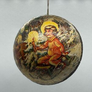 Vintage 50s Kurt Adler German Papier Mache Holiday Ornament ball Angel Design
